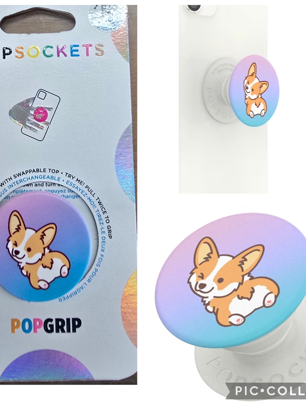 PopSockets PopGrip with Cute Corgi Gradient Top